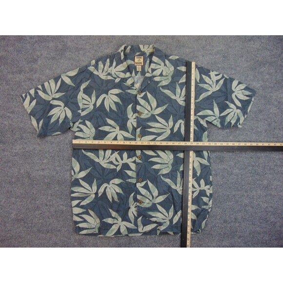 Tommy Bahama Hawaiian Shirt‎ Mens Med Gray Green Floral Palms Aloha - Picture 5 of 7